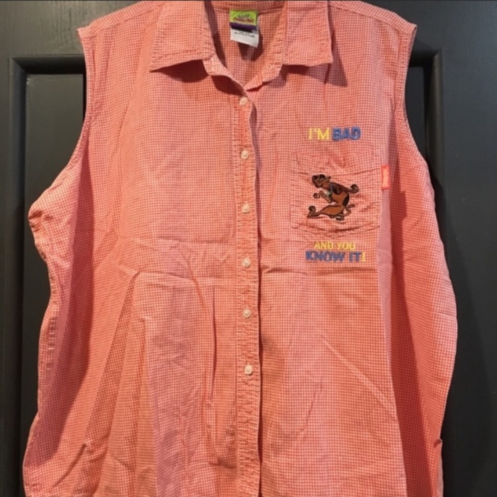 Scooby Doo Orange Womens Sleeveless Button Down